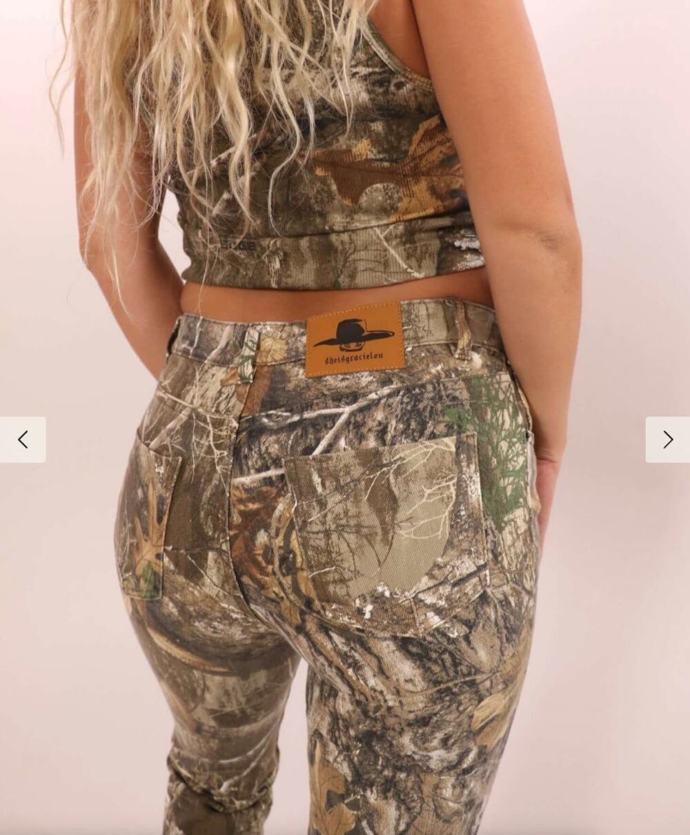Sheisgracielou Real Tree Camo low rise flared boot cut western denim jeans US 6